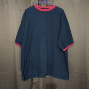 Champs Mens Short Sleeve Shirt Navy Blue Red Trim XXL (50 in. Chest)